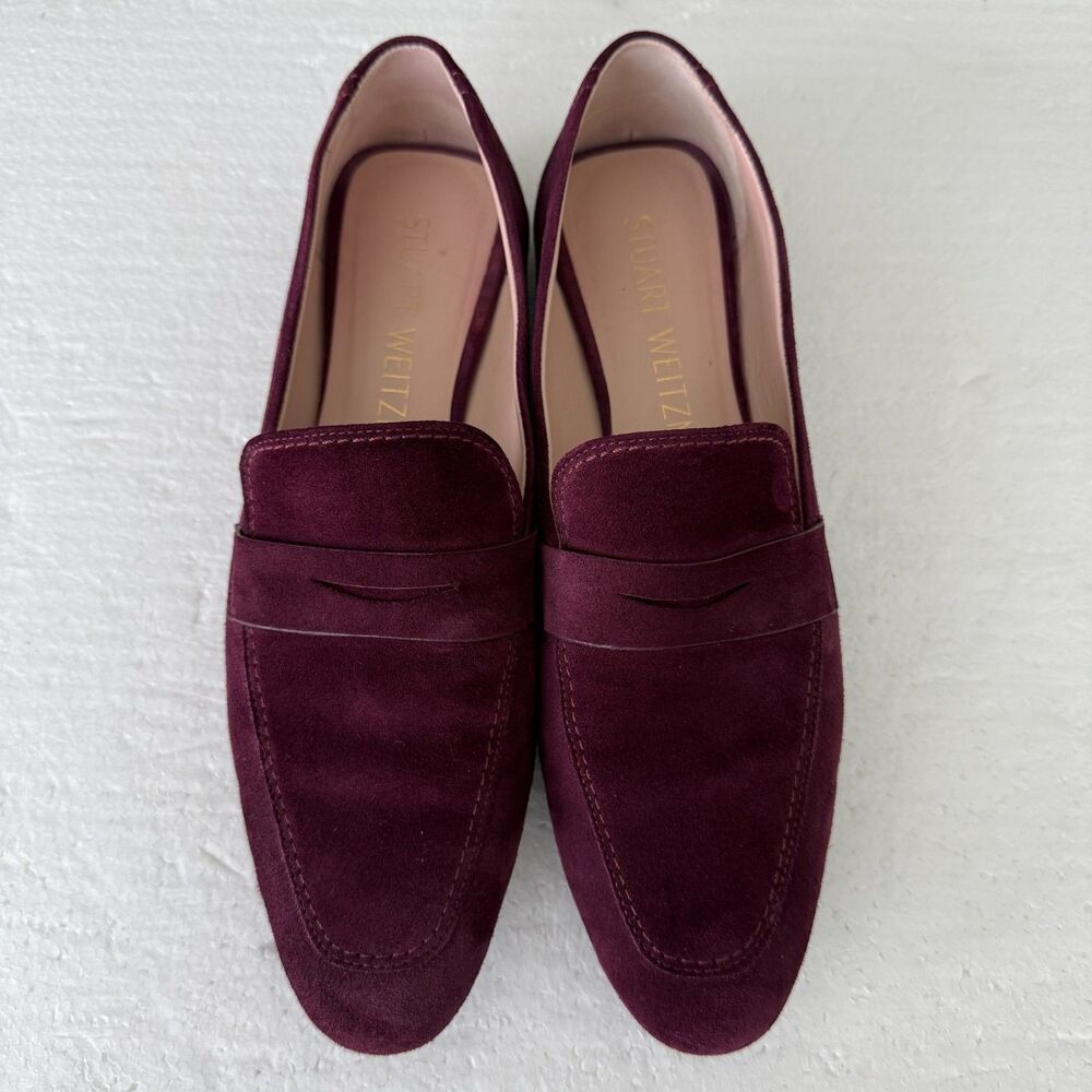Stuart Weitzman Jet Loafers in Aubergine Burgundy Size 10.5 C